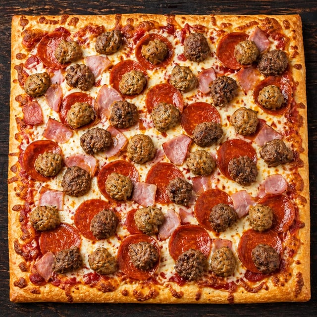 All Meat Flatbread Pizza.